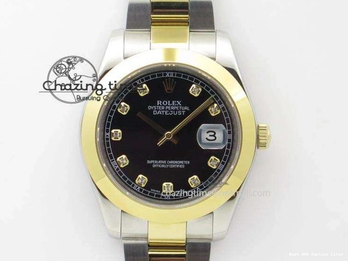 Best AAA Replica Sites 3978 On Bracelet Dial Black 116203 Best Diamond SS Oyster DateJust YG A UrbanStyle Edition BP-Maker 36MM 1225